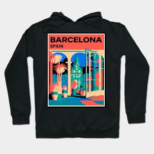 Barcelona Spain Abstract Surreal Gaudi Church Scene Print Hoodie